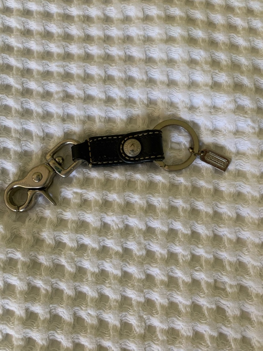 Coach Black Leather Valet Key Ring With Silver Hardware Vintage